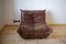 Dark Brown Leather Togo Lounge Chair and Pouf by Michel Ducaroy for Ligne Roset, Set of 2 2