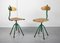 Chaises Pivotantes Vertes Vintage Industrielles Vertes, 1960s, Set de 2 2