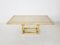 Dining Table in Travertine and Gold by Alain Delon, France, 1980s 1