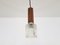 Small Wood and Glass Pendant Lamp, 1960s 5