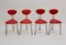 Red Lounge Chairs by Günter Talos, 1950s, Set of 4 1