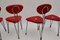 Red Lounge Chairs by Günter Talos, 1950s, Set of 4, Image 8