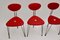 Red Lounge Chairs by Günter Talos, 1950s, Set of 4 3