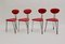 Red Lounge Chairs by Günter Talos, 1950s, Set of 4, Image 5