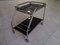 Art Deco Chrome Steel and Black Glass Trolley with Removable Shelf and Bottle Holder, 1930s 4