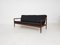 Rosewood Sofa with Black Vinyl Upholstery, 1960s 1