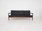 Rosewood Sofa with Black Vinyl Upholstery, 1960s, Image 3