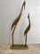 Mid-Century Brass Pair of Herons Sculpture on Pedestal, 1960s 3