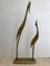 Mid-Century Brass Pair of Herons Sculpture on Pedestal, 1960s 4