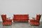 Vintage Sofas und Sessel aus Chenille Stoff mit Schaukelstuhl, Italien, 3er Set 1