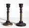Swedish Candleholders in Carved Wood, Paint & Gilt, 1800s, Set of 2 1