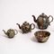 18th Century Teapots and Bowl Faience with Tortoiseshell Decorations from Wieldon, Set of 4 1