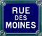 Emailliertes Pariser Straßenschild aus 19. Jh. Rue Des Moines 1