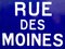 Emailliertes Pariser Straßenschild aus 19. Jh. Rue Des Moines 3