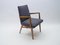 Mid-Century Modern Wood Armchair in Grey Fabric on Brass Feet, Germany, 1950s 3