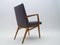 Mid-Century Modern Wood Armchair in Grey Fabric on Brass Feet, Germany, 1950s 4