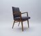 Mid-Century Modern Wood Armchair in Grey Fabric on Brass Feet, Germany, 1950s 1