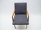 Mid-Century Modern Wood Armchair in Grey Fabric on Brass Feet, Germany, 1950s 7