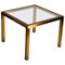 Mesa de centro minimalista cuadrada de latón con tablero de vidrio transparente de Belgo Chrome, años 70, Imagen 1