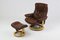 Relax Armchair with Ottoman in Brown Leather from Ekornes, Set of 2 3