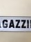 Italian White Enamel Metal Storage Sign Magazzino, 1950s 3