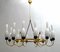 Mid-Century Italian Brass and Opaline Glass Chandelier from Arredoluce, 1950s 2