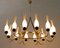 Mid-Century Italian Brass and Opaline Glass Chandelier from Arredoluce, 1950s 6