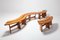 Vintage Curved Elmwood Benches by Pierre Chapo, 1960s, Set of 4, Imagen 3