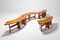 Vintage Curved Elmwood Benches by Pierre Chapo, 1960s, Set of 4, Immagine 3