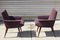 Fauteuils en Velours Violet et Bois Vernis, France, 1950s, Set de 2 5