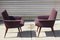 Lounge Chairs in Purple Velvet and Varnished Wood, France, 1950s, Set of 2 5
