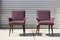 Lounge Chairs in Purple Velvet and Varnished Wood, France, 1950s, Set of 2 2