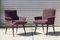 Lounge Chairs in Purple Velvet and Varnished Wood, France, 1950s, Set of 2, Image 1