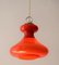 Lampada da soffitto in vetro opalino rosso di Peill & Putzler, anni '70, Immagine 2