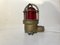 Vintage Industrial Brass and Red Glass SOS Alarm Sconce, 1940s 3