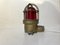 Vintage Industrie Wandlampe aus Messing & rotem Glas, 1940er 3