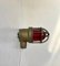 Vintage Industrial Brass and Red Glass SOS Alarm Sconce, 1940s, Image 1