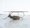 Coffee Table with a Handcrafted Metal Cricket Sculpture Base, 1970s 7