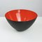 Large Mid-Century Danish Red Enamel Krenit Bowl by Herbert Krenchel, 1950s 1