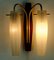 Mid-Century Teak & Messing Wandlampe mit Glasschirmen, 1950er 7