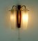 Mid-Century Teak and Brass Sconce with Glass Shades, 1950s, Image 10