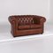 Red Brown Leather Sofas from Chesterfield, Set of 2, Image 3