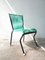 Vintage Dining Chair with Aquamarine Green PVC Straps & Black Metal Tubular Structure, Image 3