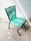 Vintage Dining Chair with Aquamarine Green PVC Straps & Black Metal Tubular Structure, Image 1