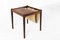 Mid-Century Rosewood Side Table with Magazine Holder in Linen 1