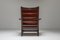 Antiker Armlehnstuhl aus Eiche und rotem Samt von Gustav Stickley, 1900er 3