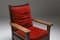 Antiker Armlehnstuhl aus Eiche und rotem Samt von Gustav Stickley, 1900er 7