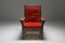 Antiker Armlehnstuhl aus Eiche und rotem Samt von Gustav Stickley, 1900er 2