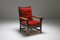 Antiker Armlehnstuhl aus Eiche und rotem Samt von Gustav Stickley, 1900er 11
