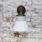 Vintage White Opaline Glass, Brass & Cast Iron Arm Wall Light, Image 5